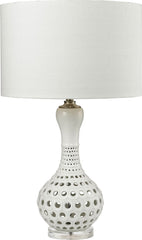 Open Work Table Lamp In Gloss White Ceramic