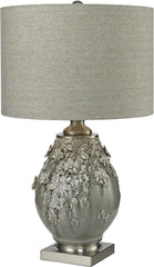 Hand Formed Foliage Table Lamp In Grey Glazed Ceramic