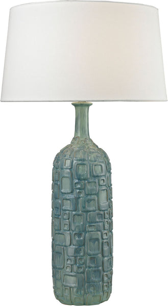 Cubist Ceramic Bottle Lamp In Blue