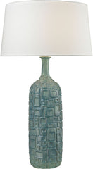 Cubist Ceramic Bottle Lamp In Blue