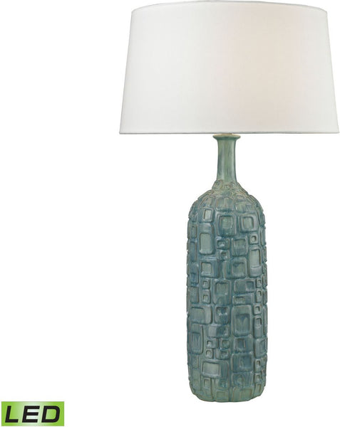 Cubist Ceramic Led Bottle Lamp In Blue