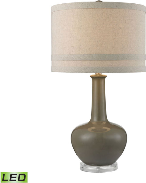 Ceramic Led Table Lamp In Grey Glaze and Acrylic