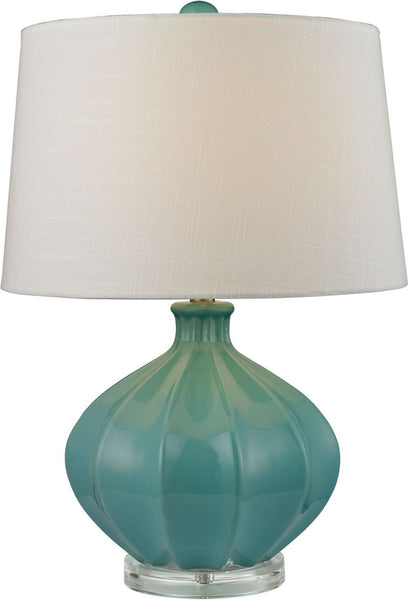 Organic Ceramic Table Lamp In Seafoam Glaze
