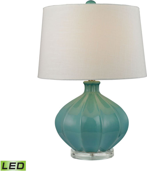 Organic Ceramic Led Table Lamp In Seafoam Glaze