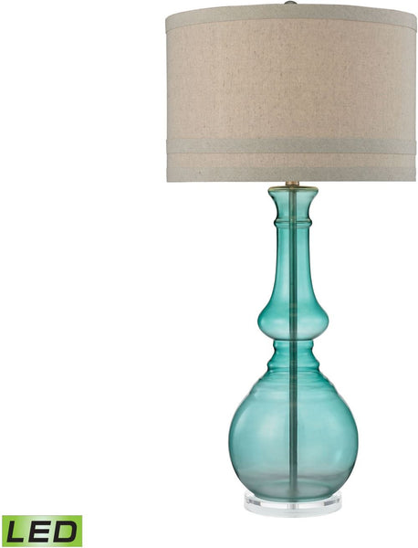 Tall Glass Led Table Lamp In Seaspray Green