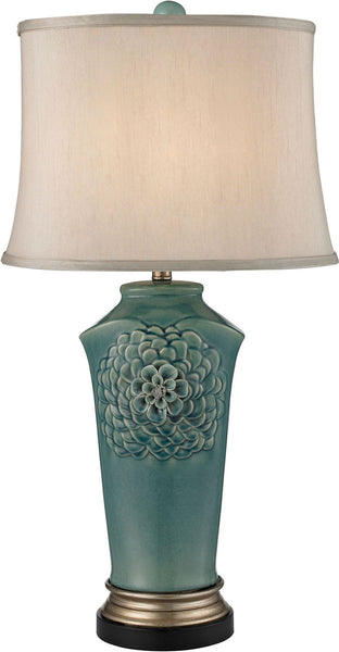 Organic Flowers Table Lamp In Seafoam Finish