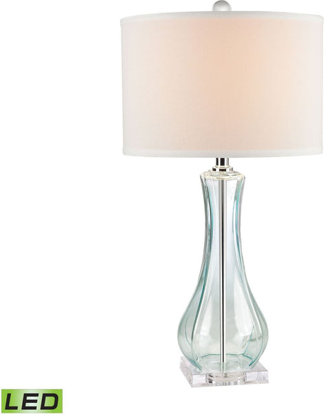 Flaired Glass Led Table Lamp In Translucent Light Green