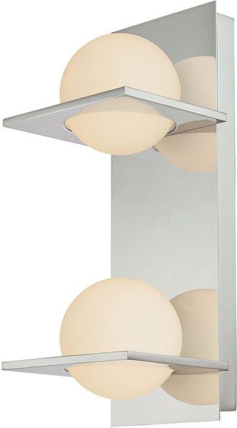 Orbit Vertical 2 Light Vanity In Chrome and White Opal Glass