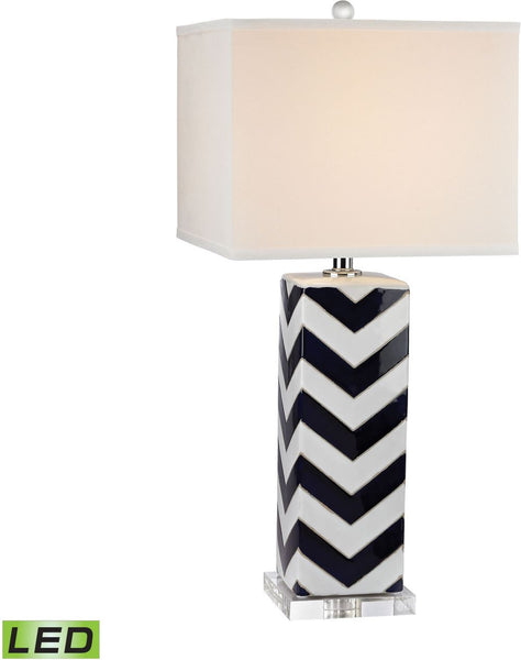 Chevron Led Table Lamp In Navy