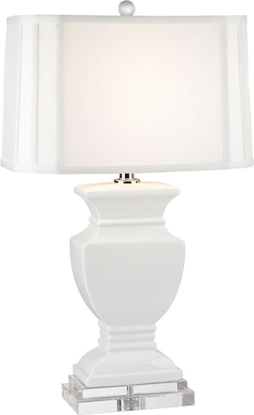 Ceramic Table Lamp In Gloss White and Crystal