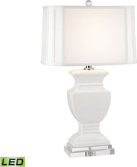 Ceramic Led Table Lamp In Gloss White and Crystal
