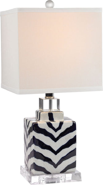 Animal Print Table Lamp In Navy and White Ceramic