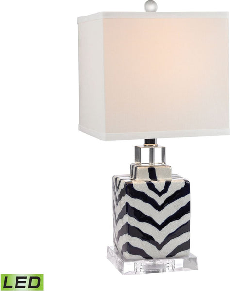 Animal Print Led Table Lamp In Navy and White Ceramic