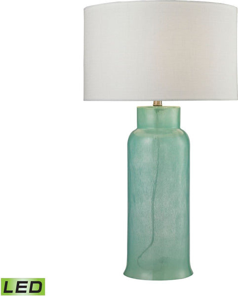 Glass Bottle Led Table Lamp In Seafoam Green