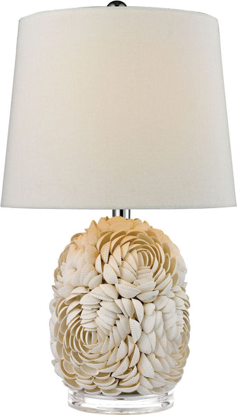 Natural Shell Table Lamp With Off White Linen Shade