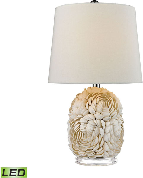 Natural Shell Led Table Lamp With Off White Linen Shade