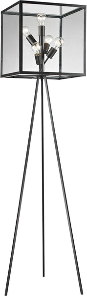 Workshop Glass Cube Floor Lamp In Aged Bronze
