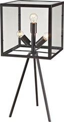 Workshop Glass Cube Table Lamp In Aged Bronze