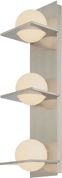 Orbit Vertical 3 Light Vanity In Matte Satin Nickel and White Opal Glass