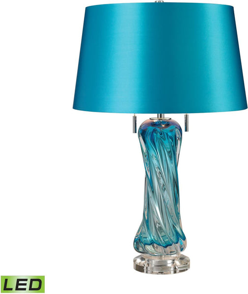 Vergato Free Blown Glass Led Table Lamp In Blue