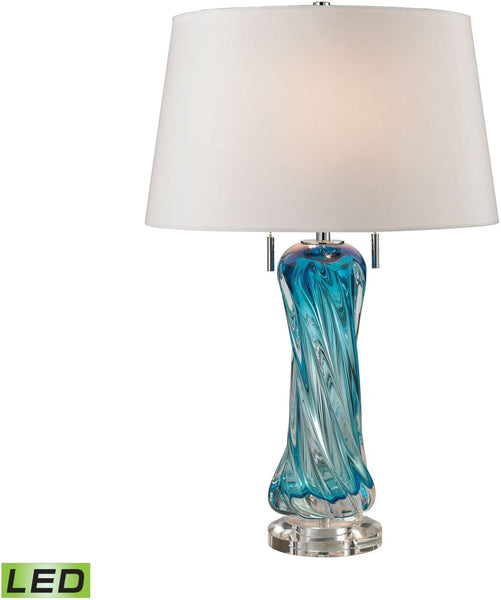 Vergato Free Blown Glass Led Table Lamp In Blue
