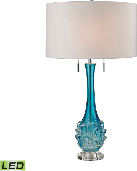 Vignola Free Blown Glass Led Table Lamp In Blue