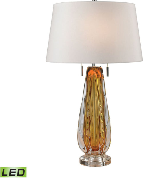 Modena Free Blown Glass Led Table Lamp In Amber