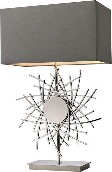 Cesano Abstract Formed Metalwork Table Lamp In Polished Nickel