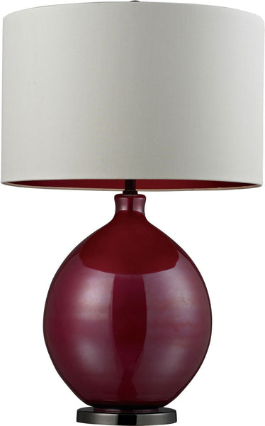 Blown Glass Table Lamp In Cerise Pink and Black Nickel
