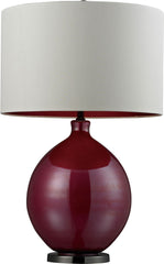 Blown Glass Table Lamp In Cerise Pink and Black Nickel