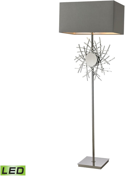 Cesano Abstract Formed Metalwork Led Floor Lamp In Polished Nickel