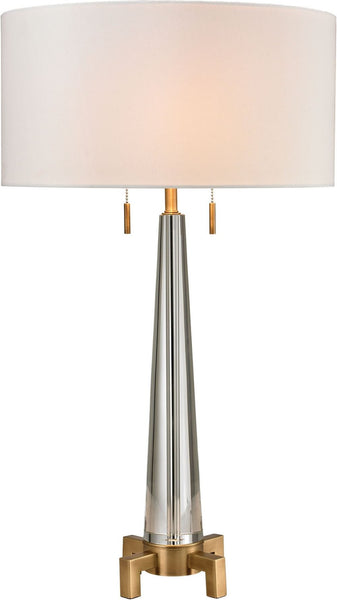 Bedford Solid Crystal Table Lamp In Aged Brass