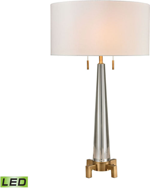 Bedford Solid Crystal Led Table Lamp In Aged Brass