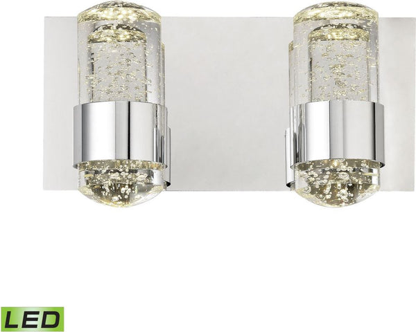 Surrey 2 Light Led Vanity In Chrome and Bubbled Glass
