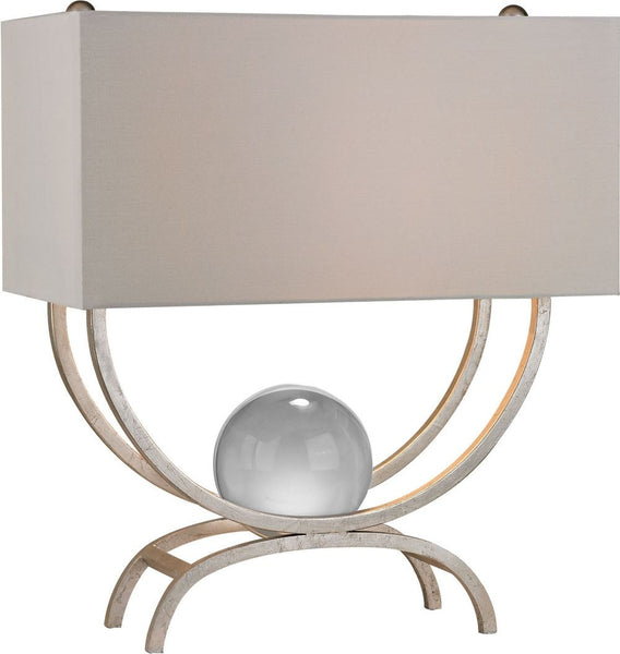 Chelsea Floating Crystal Ball Table Lamp In Silver Leaf