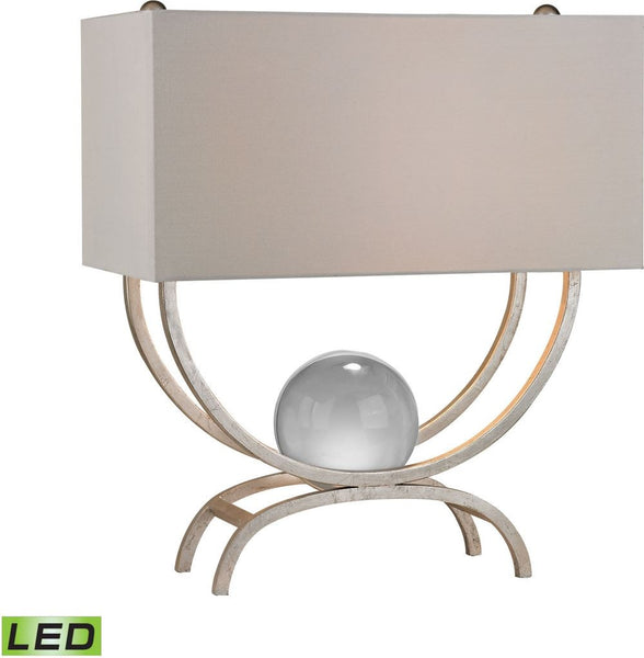 Chelsea Floating Crystal Ball Led Table Lamp In Silver Leaf