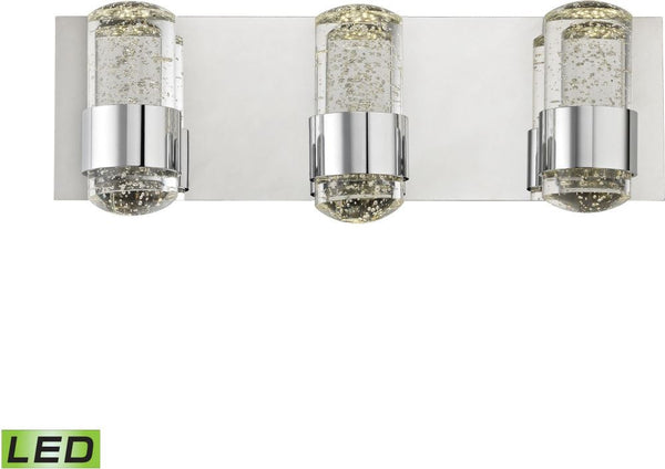 Surrey 3 Light Led Vanity In Chrome and Bubbled Glass