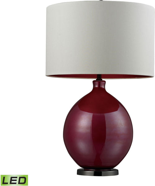 Blown Glass Led Table Lamp In Cerise Pink and Black Nickel