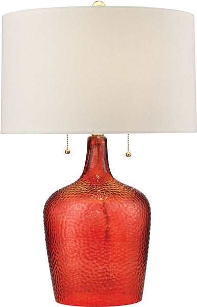 Hatteras Hammered Glass Table Lamp In Blood Orange