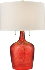 Hatteras Hammered Glass Table Lamp In Blood Orange