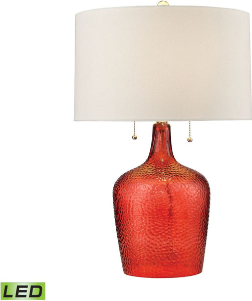 Hatteras Hammered Glass Led Table Lamp In Blood Orange
