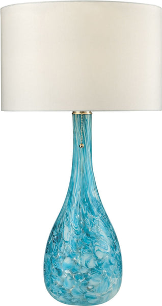 Mediterranean Blown Glass Table Lamp In Seafoam