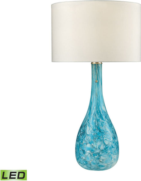Mediterranean Blown Glass Led Table Lamp In Seafoam