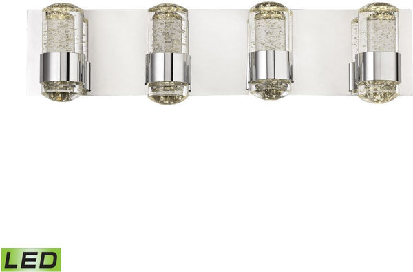 Surrey 4 Light Led Vanity In Chrome and Bubbled Glass