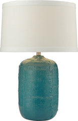 Patchwork Ceramic Table Lamp In Mediterranean Blue Finish