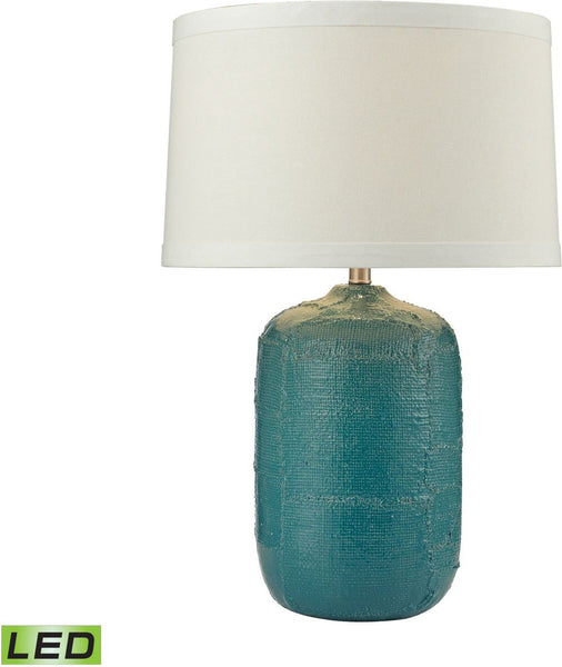 Patchwork Ceramic Led Table Lamp In Mediterranean Blue Finish