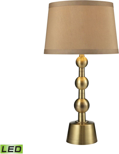 Montpelier Led Table Lamp In Aged Brass With Light Taupe Shade