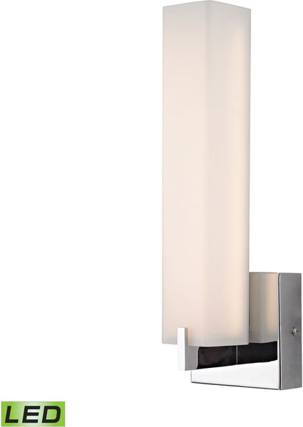 Moderno Led 1 Light Wall Sconce In Chrome and White Opal Glass