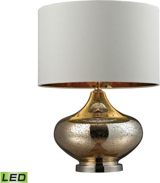 Blown Glass Led Table Lamp In Gold Antique Mercury Glass and Polished Nickel