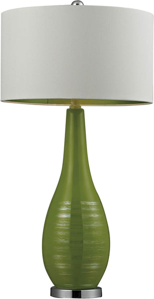 Etched Ceramic Table Lamp In Bright Green